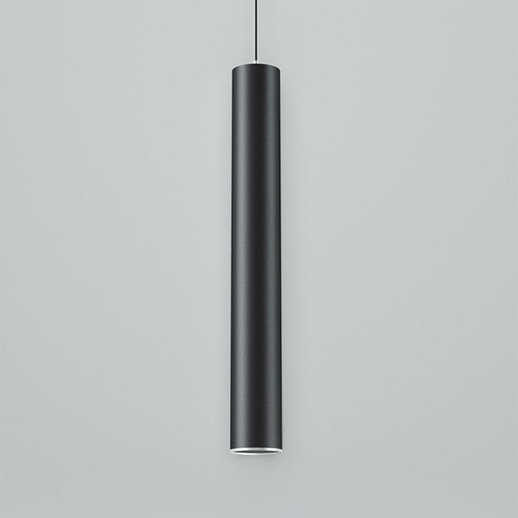 Forma de cilindro luces colgantes de estilo contemporáneo accesorios de iluminación colgante de metal en negro