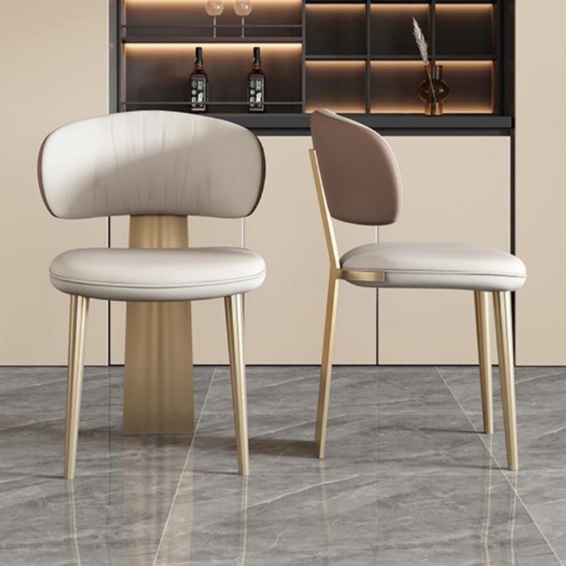 Nordic Glam Style Chair Dining Armless Chairs for Kitchen with Metal Legs
