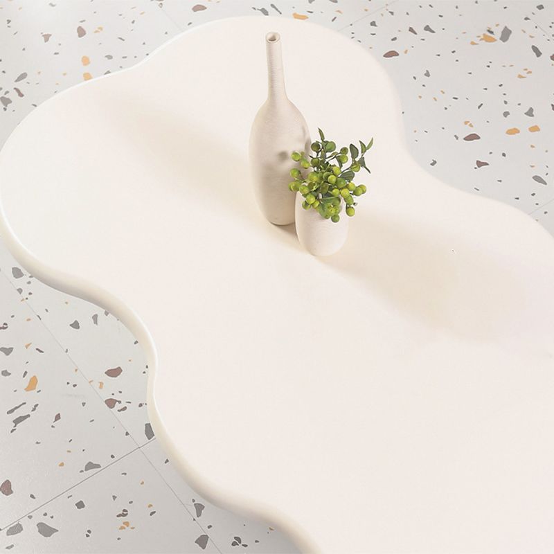 Scandinavian Free Form Coffee Table with Wooden Base in White
