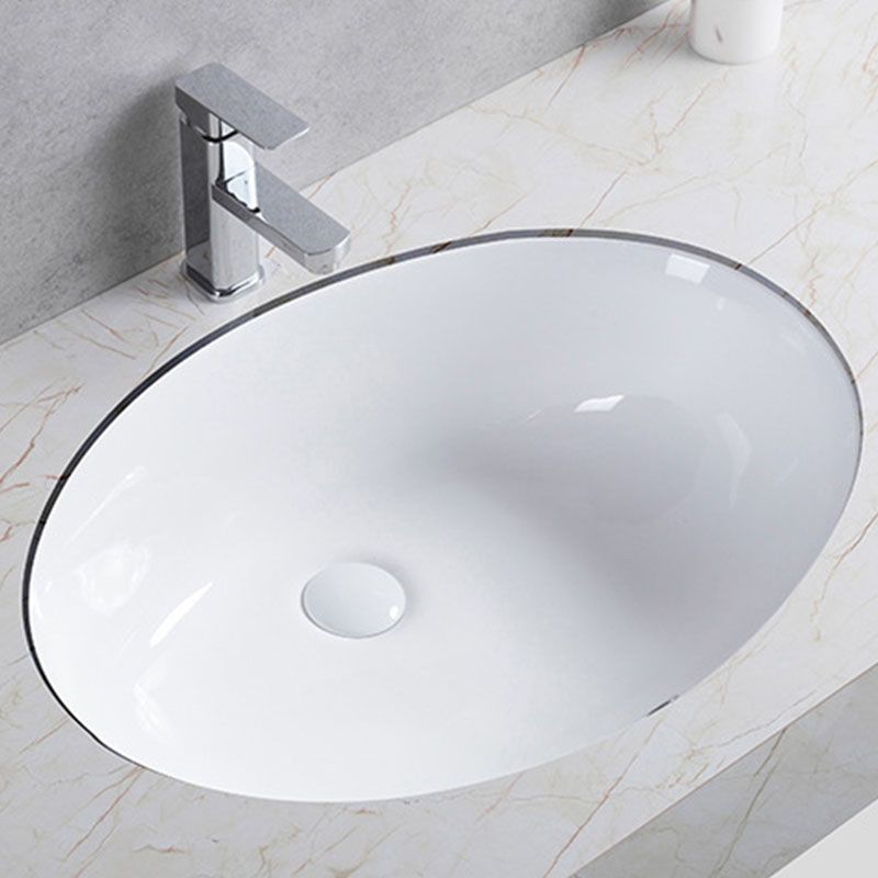 Modern Undermount Vanity Sink Round Porcelain with Pop-Up Drain Bathroom Sink Only