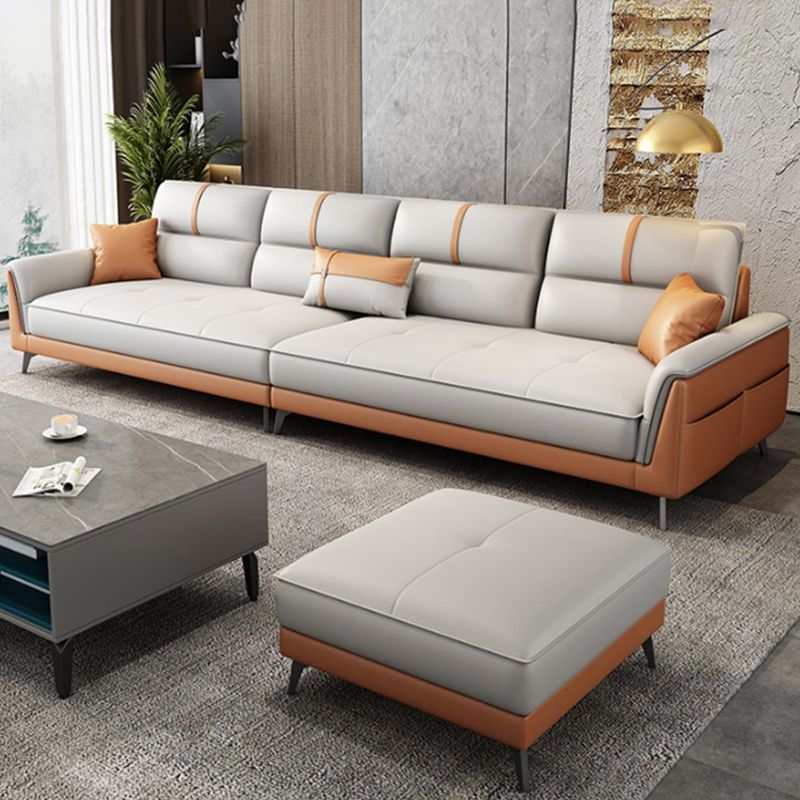 35.43" Wide Contemporary Sofa Faux Leather with Pillow Top Arm Cushions Sofa