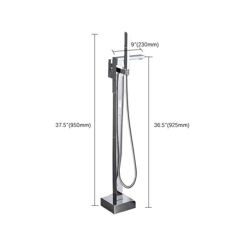 Floor Mounted Freestanding Tub Filler Modern Style Metal Freestanding Tub Filler