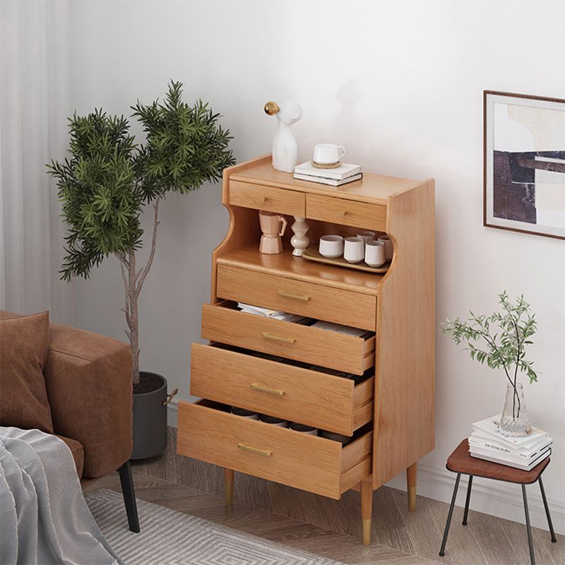 Contemporary Chest Solid Wood 6 - Drawer Rectangle Straight Legs Accent Chest