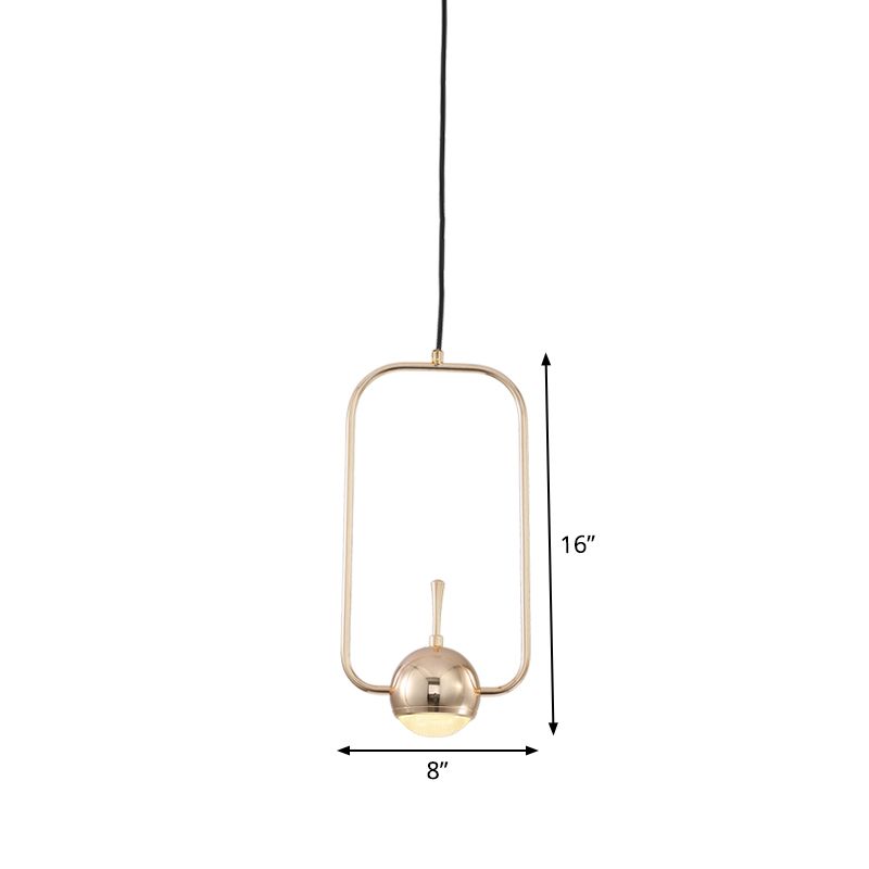 Minimalist LED Pendant Ceiling Light Rose Gold Round/Triangle/Rectangle Down Lighting with Dome Acrylic Shade