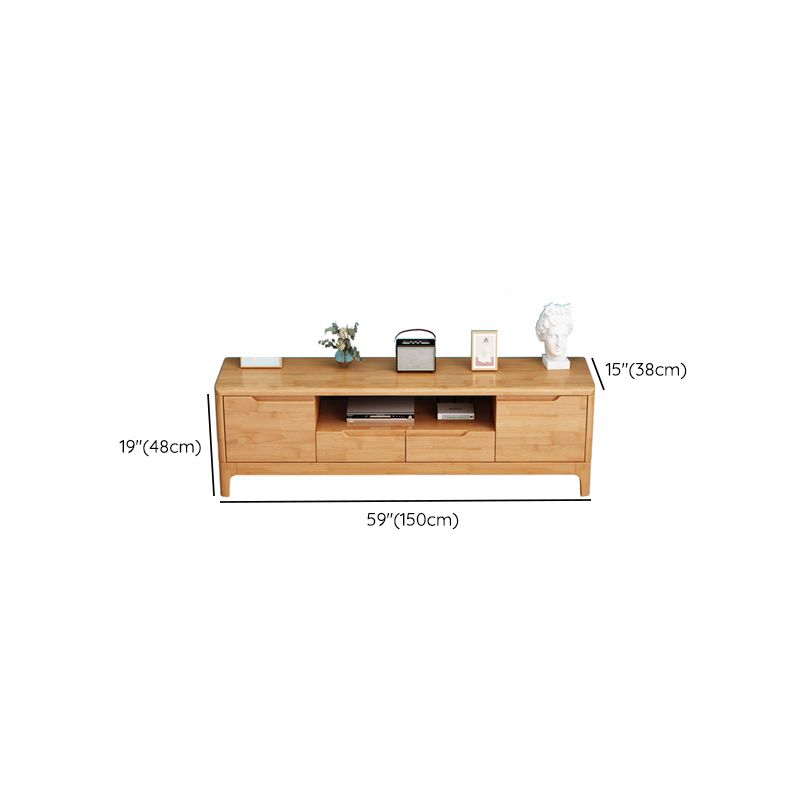 Open Storage TV Media Console Solid Wood TV Stand Console with Drawers