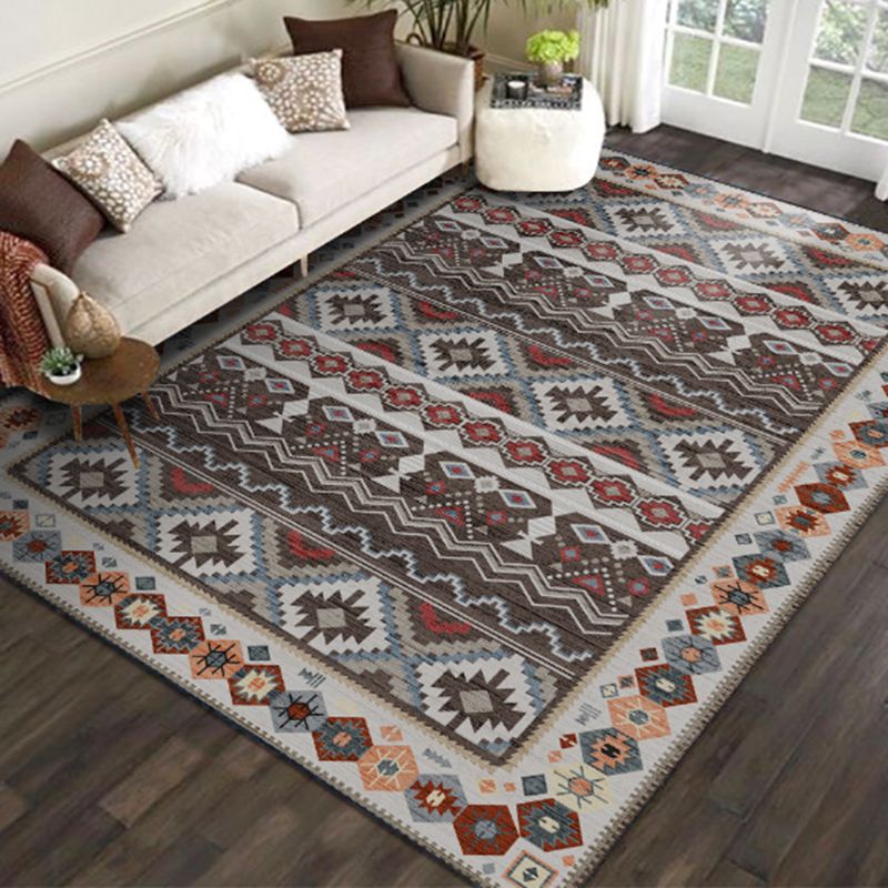 Chic Medallion Pattern Area Rug Grey Antique Area Carpet Non-Slip Backing Area Rug for Drawing Room