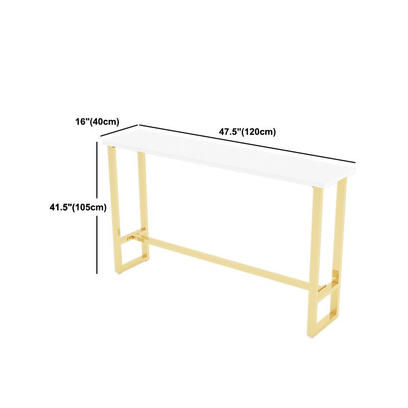 Glam 1/4 Pieces Bar Table Set Rectangle Stone Counter Table with High Stools