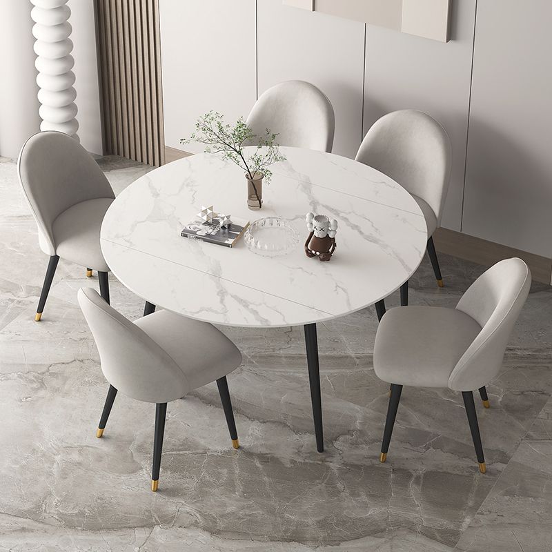 Standard Sintered Stone Top Dining Room Set with 4 Black Metallic Legs for Dining Furniture