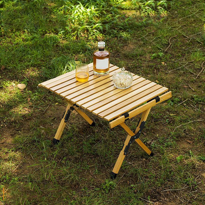 Industrial Solid Wood Folding Table No Natural Variation Rectangle Camping Table