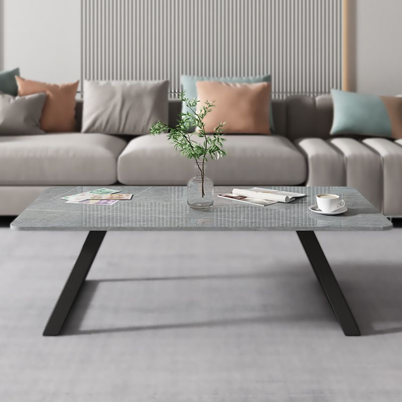 Rectangular Slate Coffee Table Glam 17.7" H Sled Cocktail Table