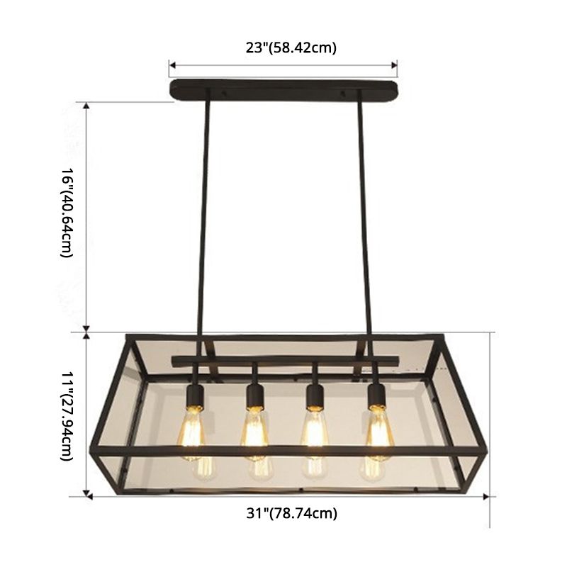 Glass 4 luces de la isla Posaboradora Trapecio de trapezoides ISLA INDUSTRIAL Luz de luz para comedor