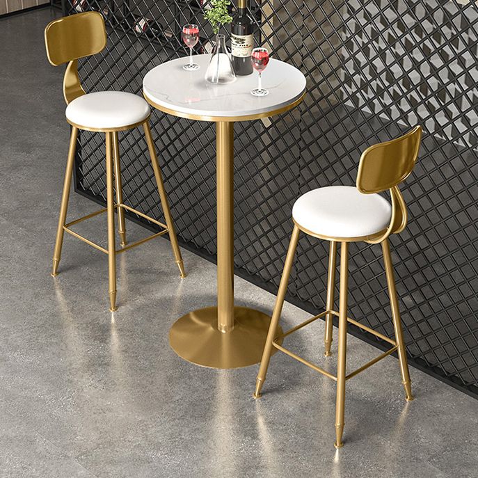 Glam Round Stone Bar Table Set 1/2/3/4 Pieces Counter Table with High Stools