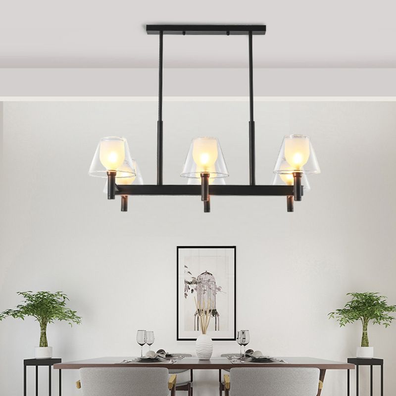 Industrial Island Light Glass Pendant Lighting Fixture for Dining Room