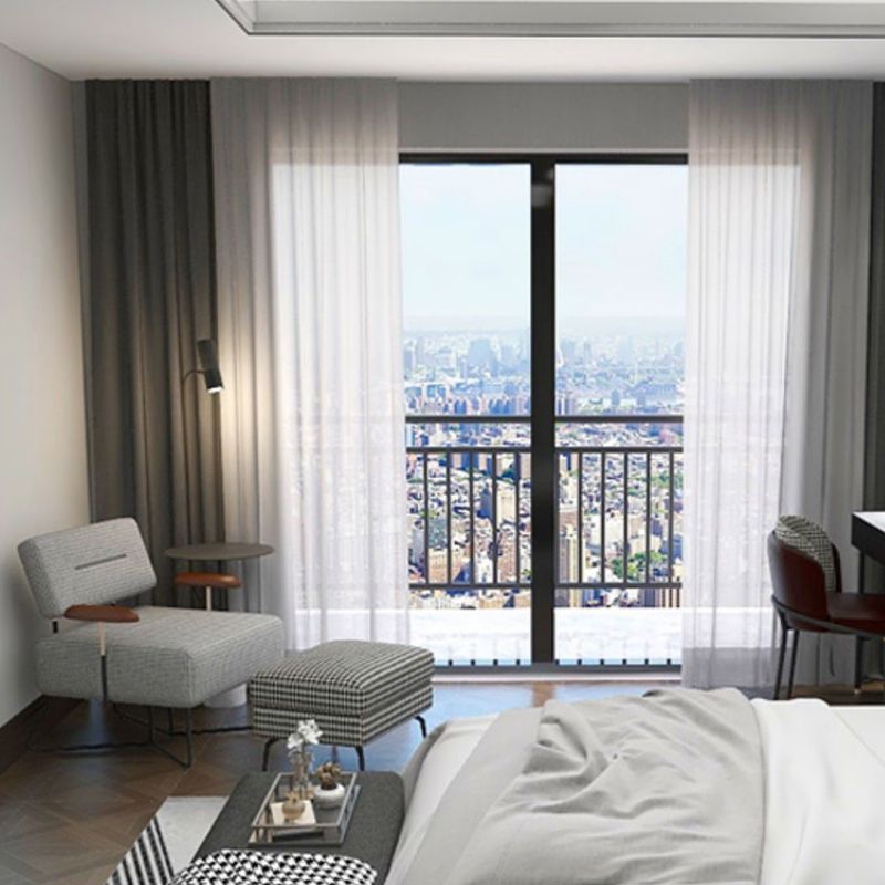 Contemporary Fabric Arms Included with Black Legs Accent Armchair