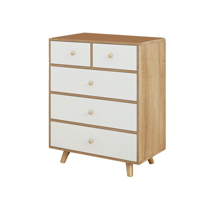 Modern Knobs Side Cabinet Rectangle Wood Storage Cabinet with Drawer