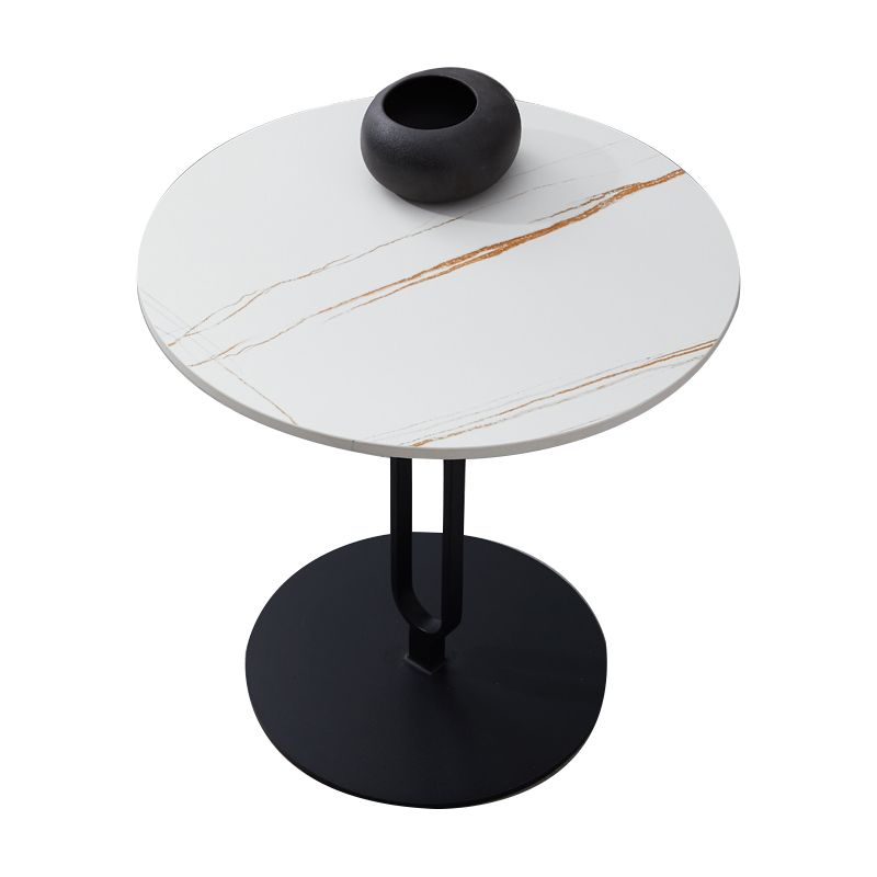 Round with Metal Accents Coffee Table Modern Stone 20.9'' Cocktail Table