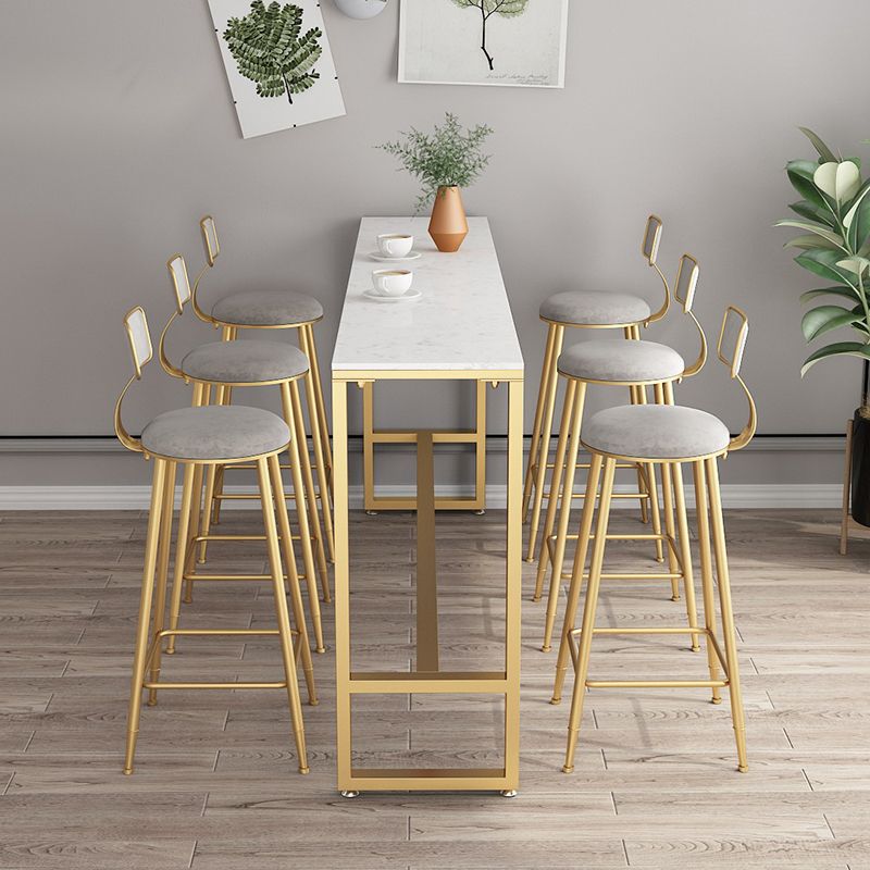 42-inch Height Cocktail Bar Table Glam Style Stone Top Bar Table for Living Room