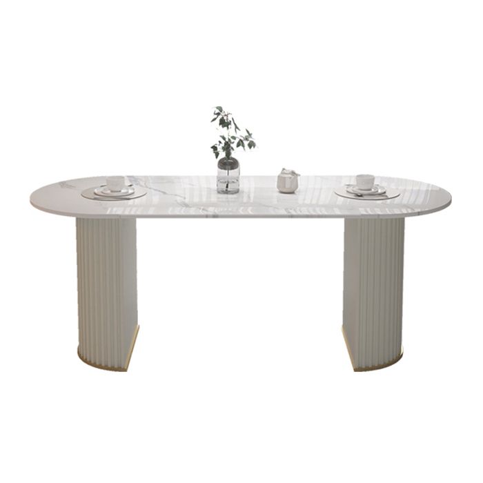 Traditionele luxe eettafel Ovaal Dubbele voetstuk Dining Site Tafel voor eetkamer
