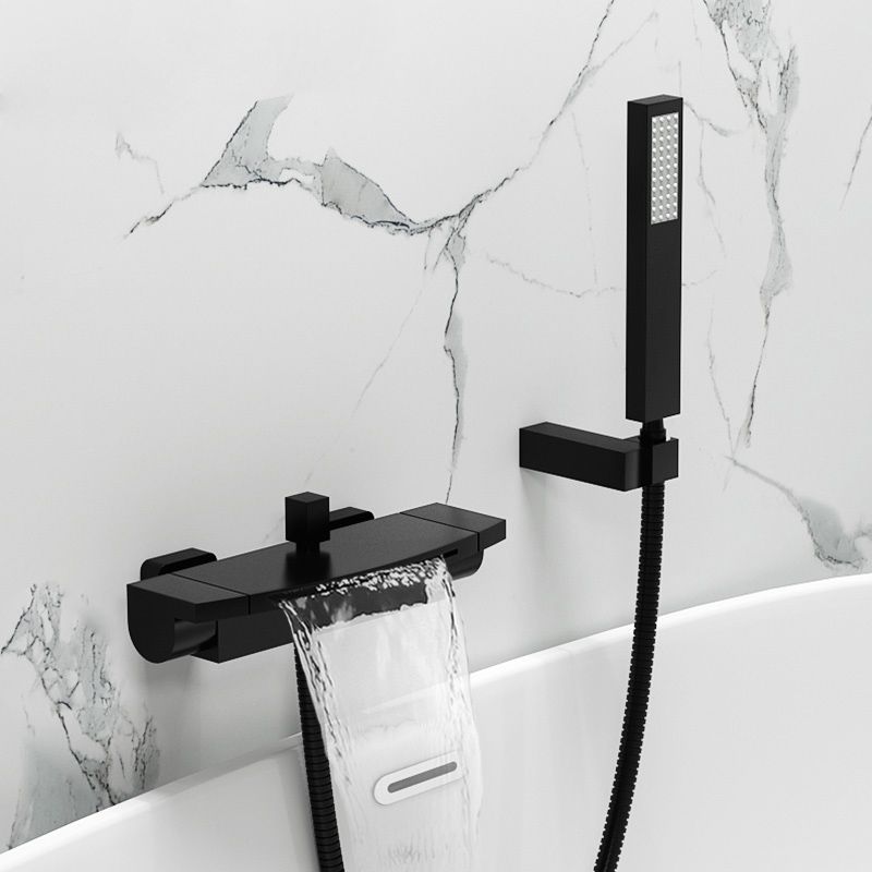 Modern Tub Filler Copper Wall Mounted with Hand Shower Waterfall Tub Spout Trim