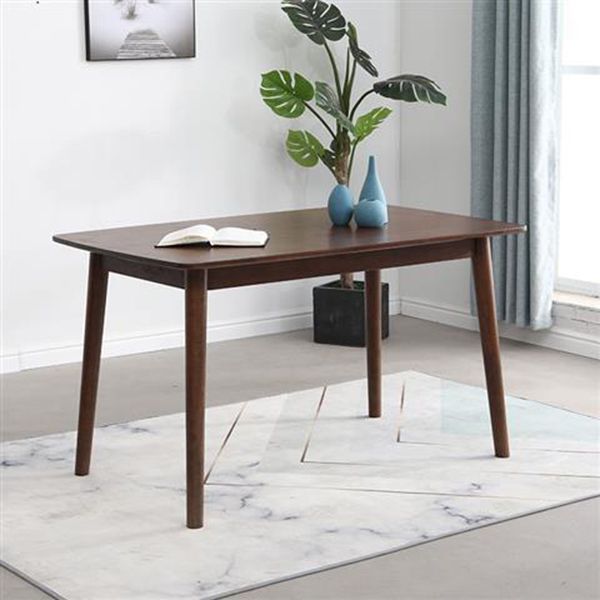 Brown Solid Wood Dining Table Modern Rectangular Furniture with 4 Legs for Office