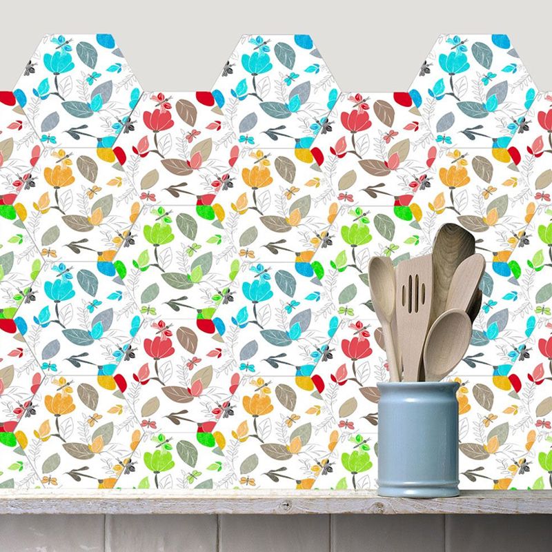 Watercolor Flower Self-Stick Wallpaper Panels Yellow-Blue Country Style Wall Decor