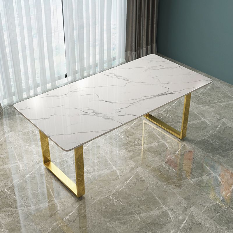 Marble Top Dining Table Modern Rectangle Dining Table with Sled Base