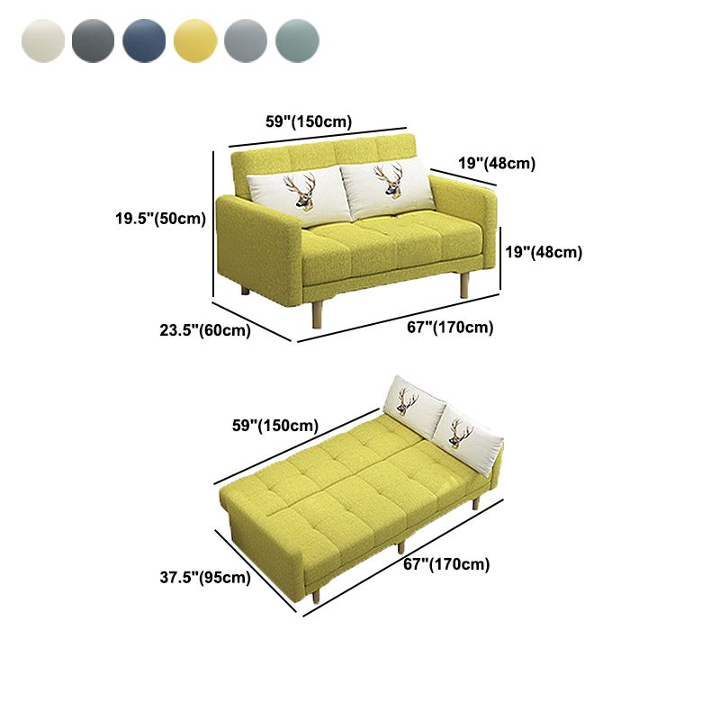 Contemporary Biscuit Back Standard Square Arm Fabric Stationary Sofa