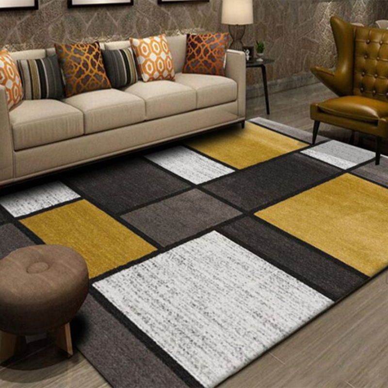 Black Geometric Carpet Polyester Minimalist Indoor Rug Anti-Split Area Carpet for Home Decoration