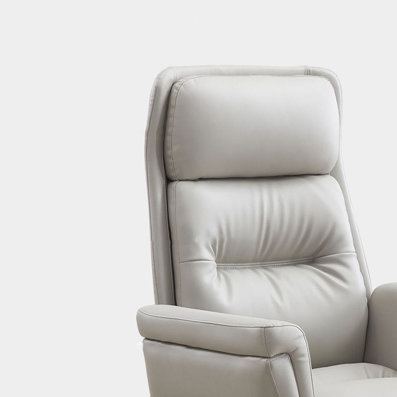 Leather Upholstered Office Chair Fixed Arm Task Chair with Metal Base