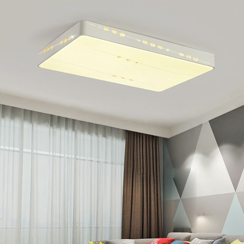 Luz LED empotrada de estilo Simple, iluminación de techo blanca rectangular/cuadrada/redonda con detalles de cristal, 18,5 "/19,5"/31 "de ancho