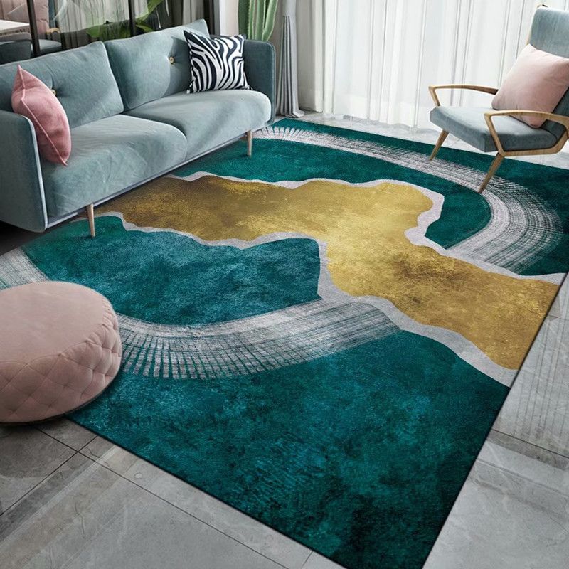 Black Modern Rug Polyester 3D Pattern Rug Non-Slip Backing Rug for Living Room