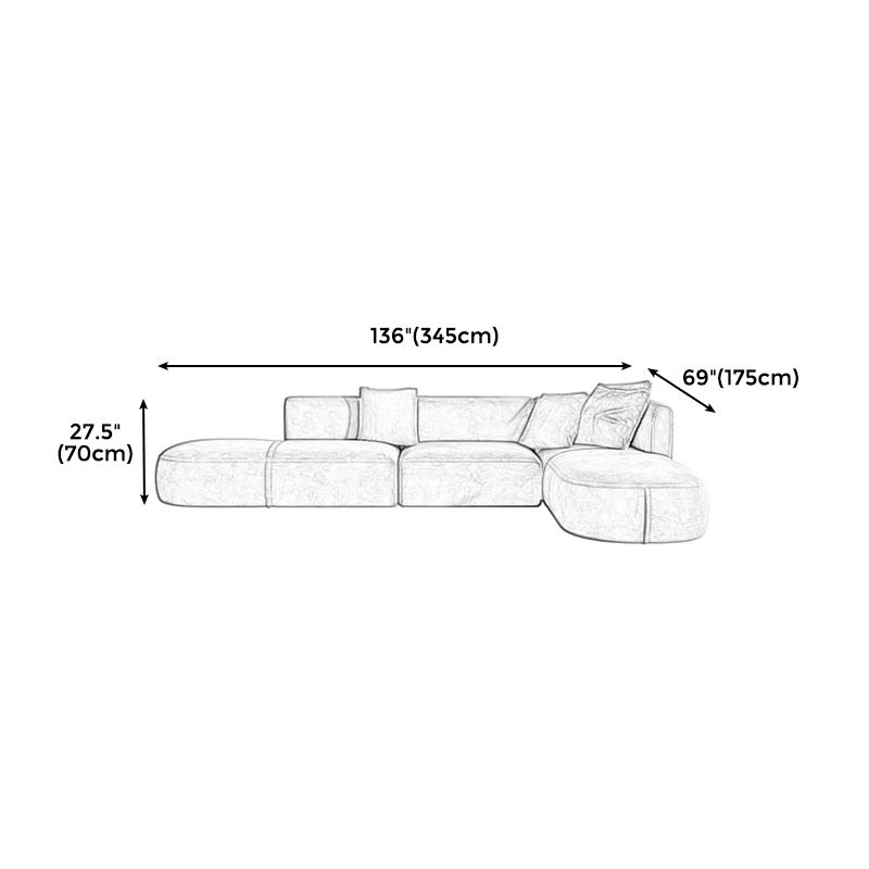 Scandinavian Light-grey Sofa Down Filled Couch with Recessed Arms and Cushions