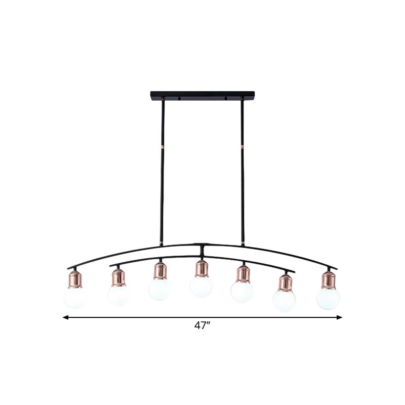 Simple Style Bare Bulb Linear Chandelier Metal 5/7 Lights Black/White Finish Island Light