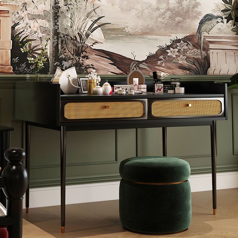 Mid-Century Modern Make-up Vanity with Drawers in Brown Solid Wood