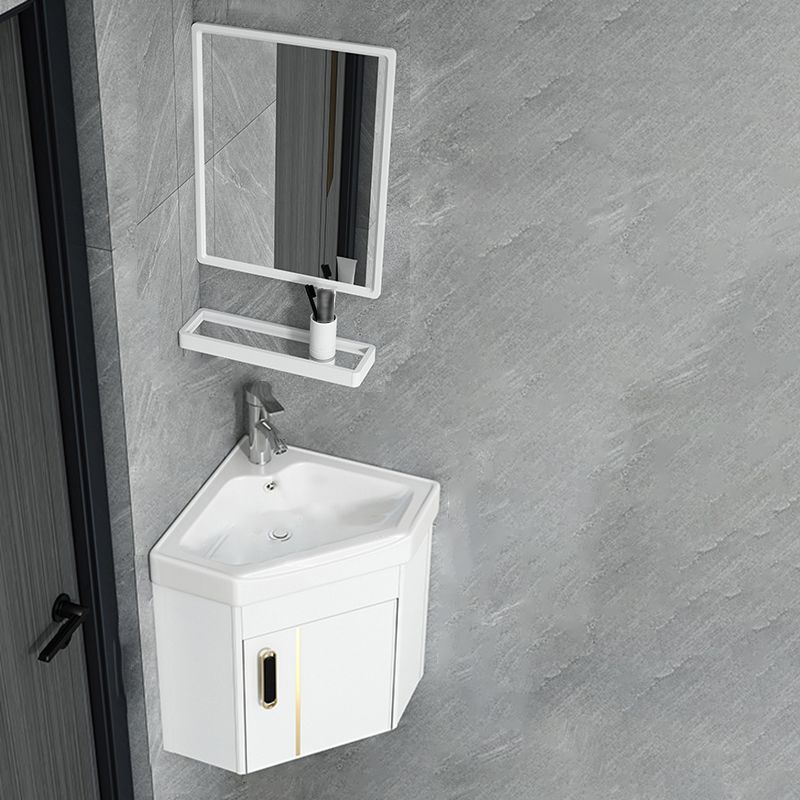Wall Mounted Corner Bathroom Vanity Cabinet Triangular Abstract Vanity Sink