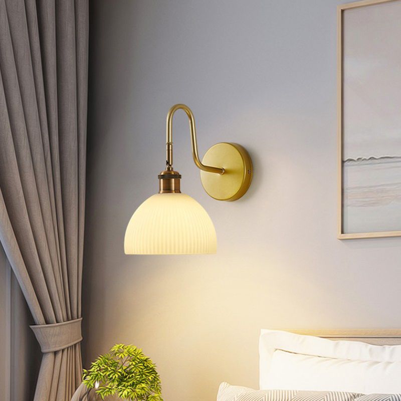 1-Light Wall Lamp Modern Wall Mount Lamp with Glass Shade for Bedroom