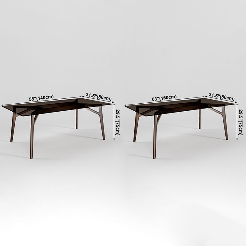 Mesa de comedor rectangular contemporánea mesa de vidrio templado transparente con 4 patas