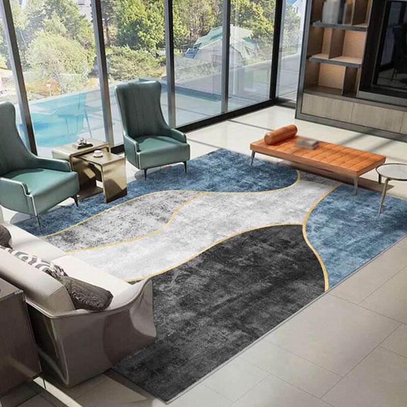 Contemporary Geometric Print Carpet Polyester Indoor Rug Stain Resistant Rug for Living Room