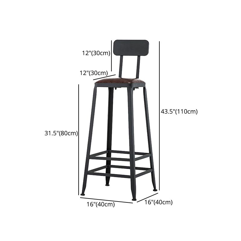 Asiento de cuero cuadrado de estilo industrial con patas de metal Taburete para barra de cocina
