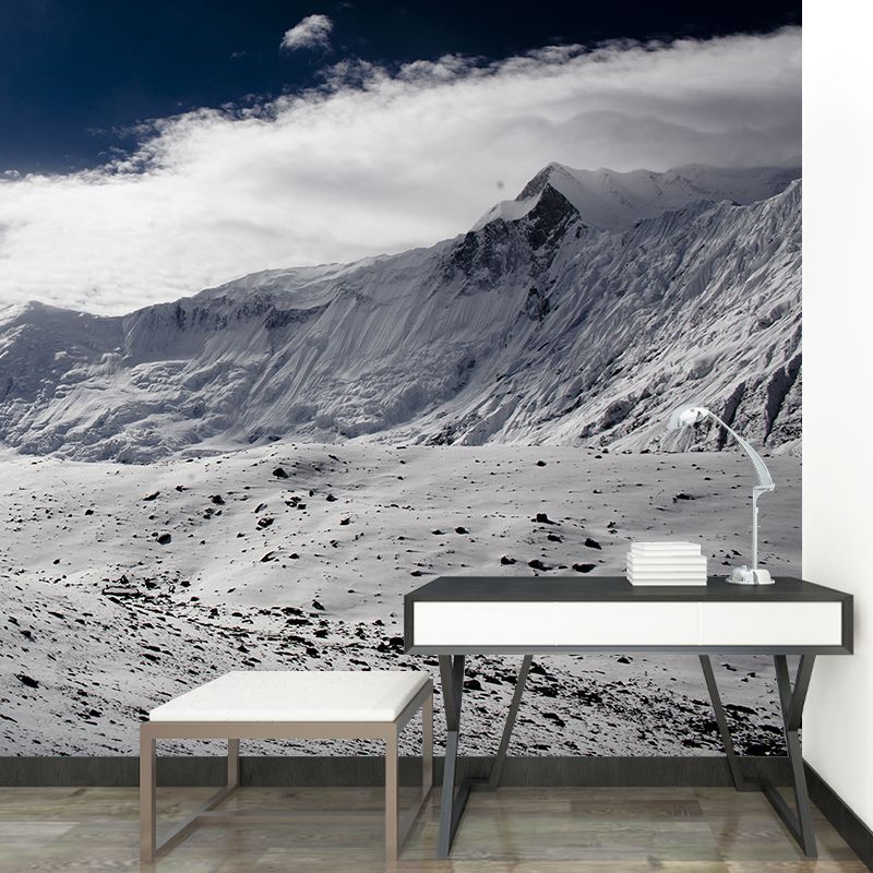 Trekking in Snow Mountain Mural Decal Contemporary Washable Living Room Wall Decor, Custom-Made