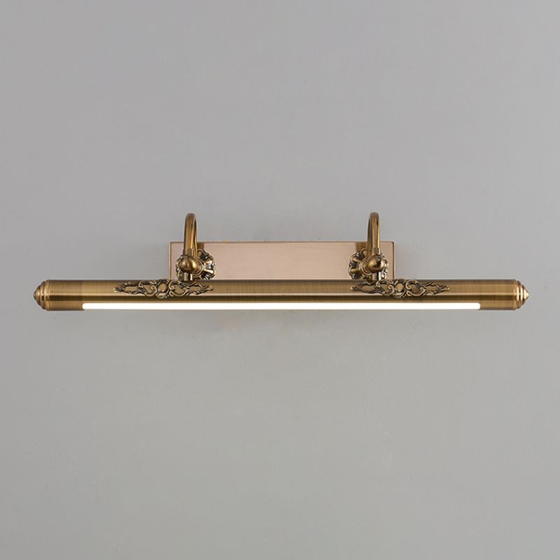 Linear Shade Metal Sconce Light Modern Style 1-Light Mirror Wall Mount Lighting in Gold