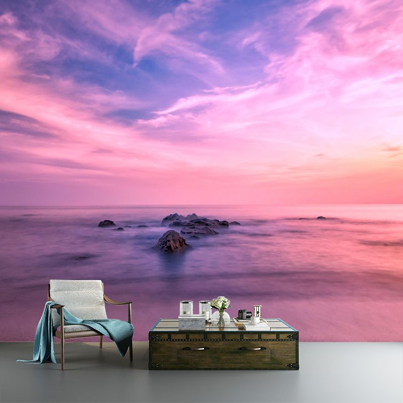 Customized Modern Seascape Wall Mural Mildew Resistant Wallpaper for Bathroom