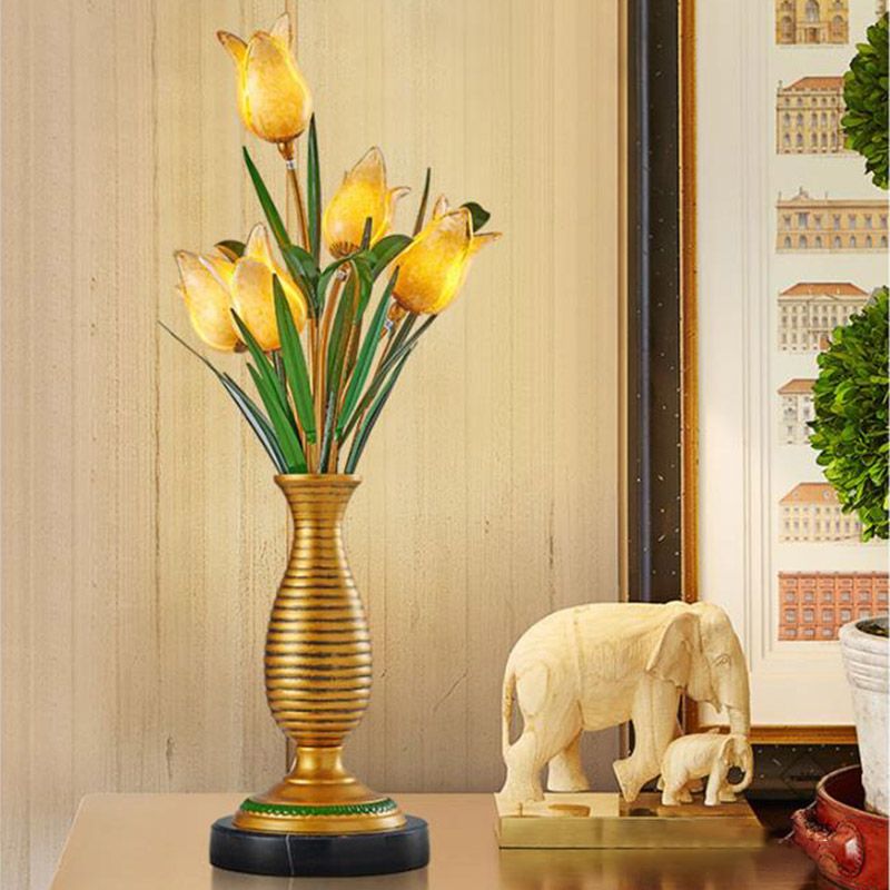 Gouden Tulp LED TAK LAMP AMERIKAANSE GARDEN METAL 5 Lichten woonkamer nachtkastje licht