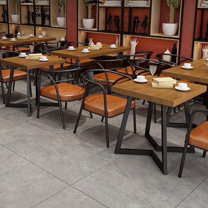 Industrial Solid Wood Dinner Room Kitchen Table Brown Sled Base Table for Dinning Room