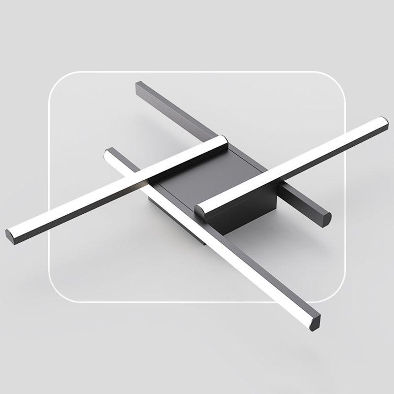 Aluminum Crossed Line Ceiling Fixture Minimalist LED Black Ceiling Light
