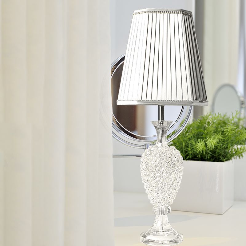 Lámpara de mesa gris de bulbo 1 de la urna de cristal K9 con sombra de imperio reunida