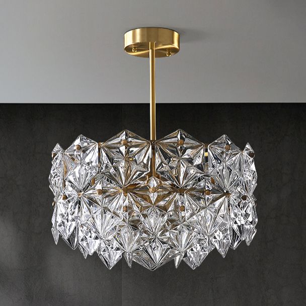 Snowflake Chandelier Light Fixture Vintage Clear Glass Pendant Lighting for Restaurant