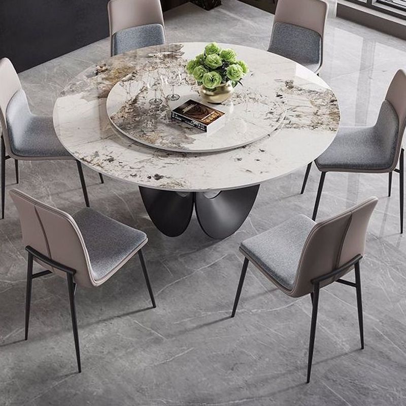 Contemporary Round Dining Table Steel Pedestal Base Table for Dining Room