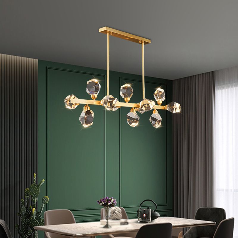 Multi-Light Island Lighting Modern Style Geometric Shape Crystal Hanging Lights