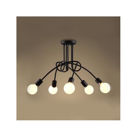 Montaje empotrado de techo de 3/5 cabezales con brazo giratorio, iluminación de montaje semiempotrado de cocina elegante Retro de Metal en blanco y negro